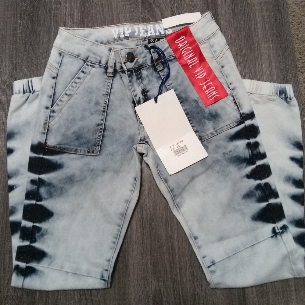 VIP Blue Acid Wash Cargo Capri Shorts Size 5/6